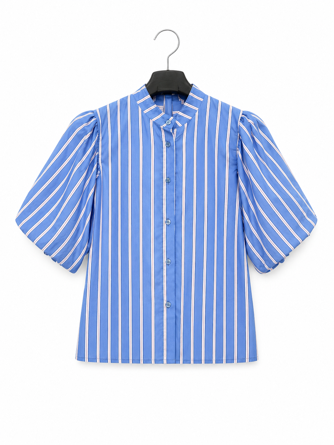 Camisa rayas manga abullonada // azul