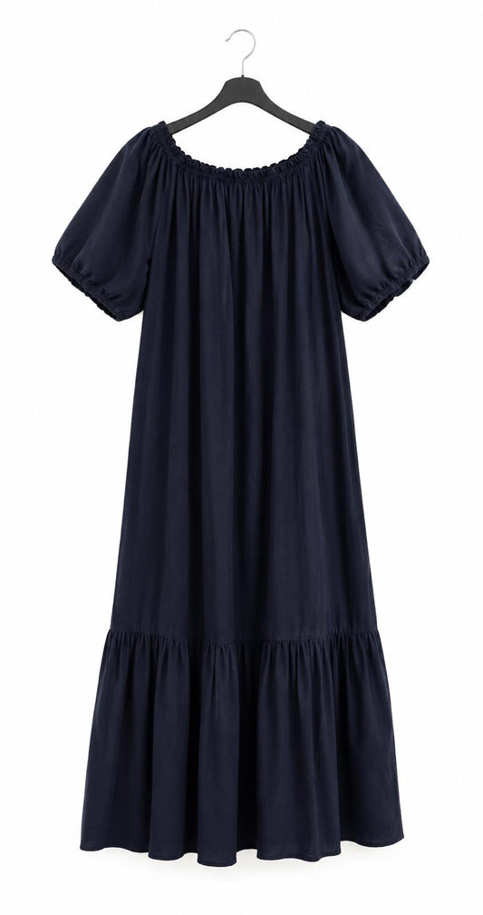 Vestido manga abullonada // navy