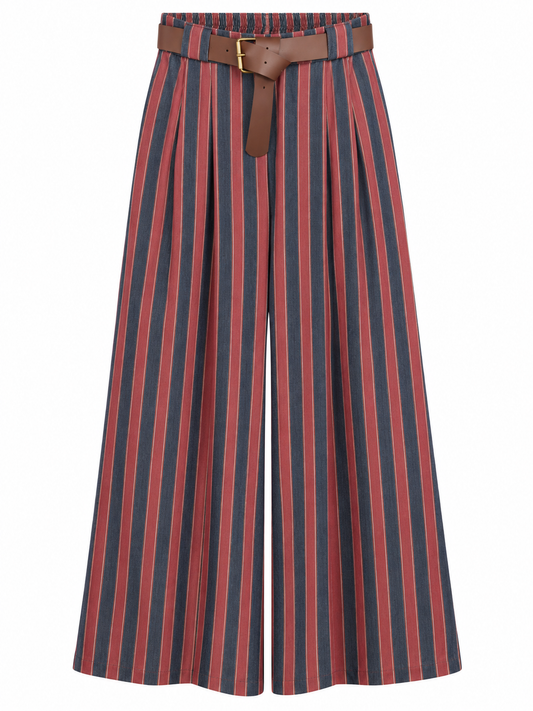 Pantalón Pana Rayas // Marino- Fresa