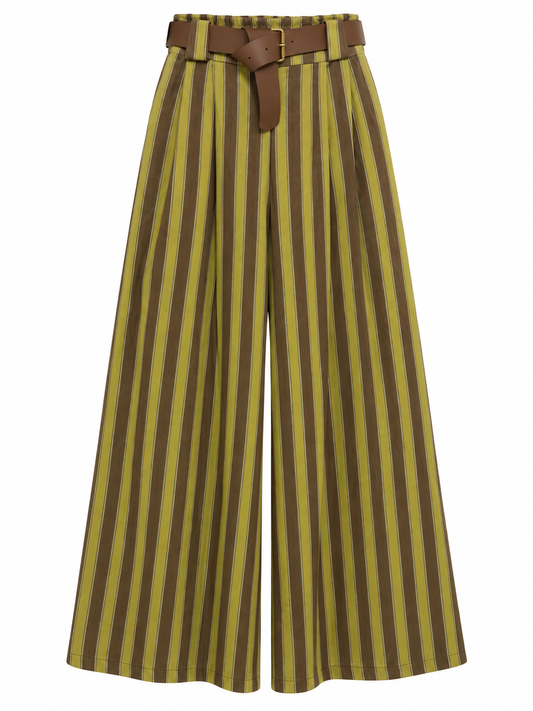 Pantalón Pana Rayas // Pistacho - Marrón