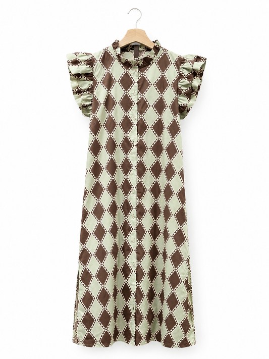 Vestido Verona rombos // Verde