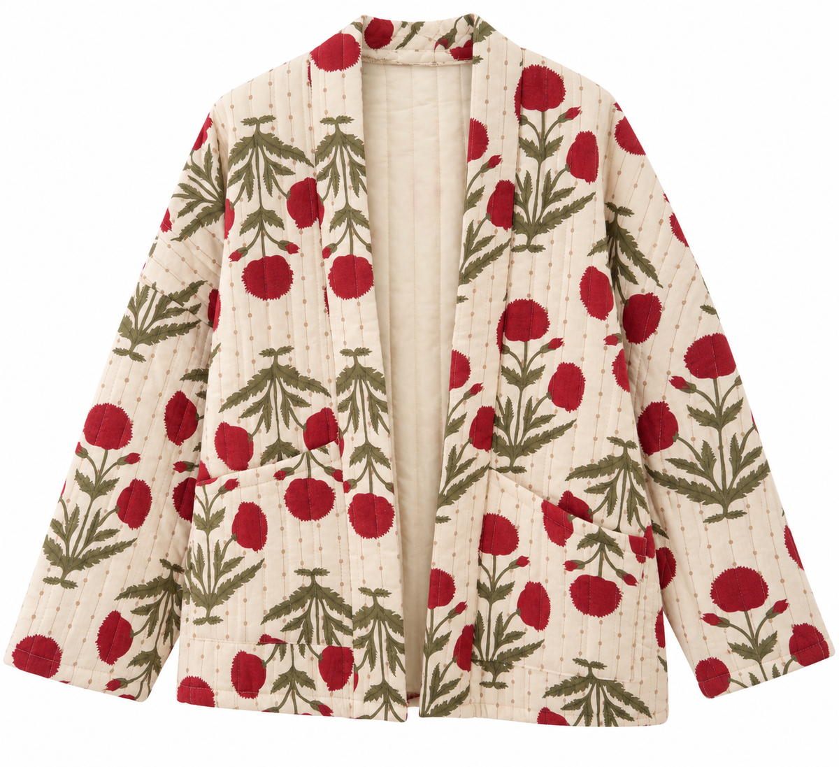 Chaqueta Acolchada // Flores blanca