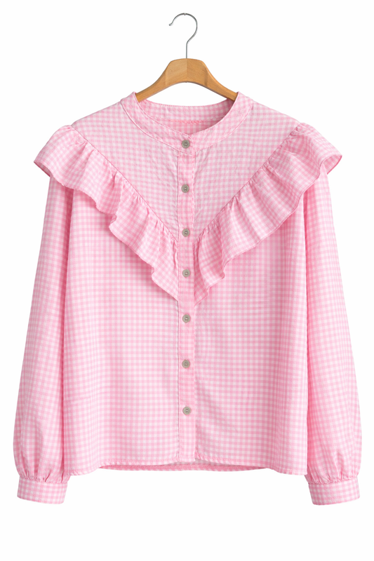 Camisa Volante Vichy // Rosa