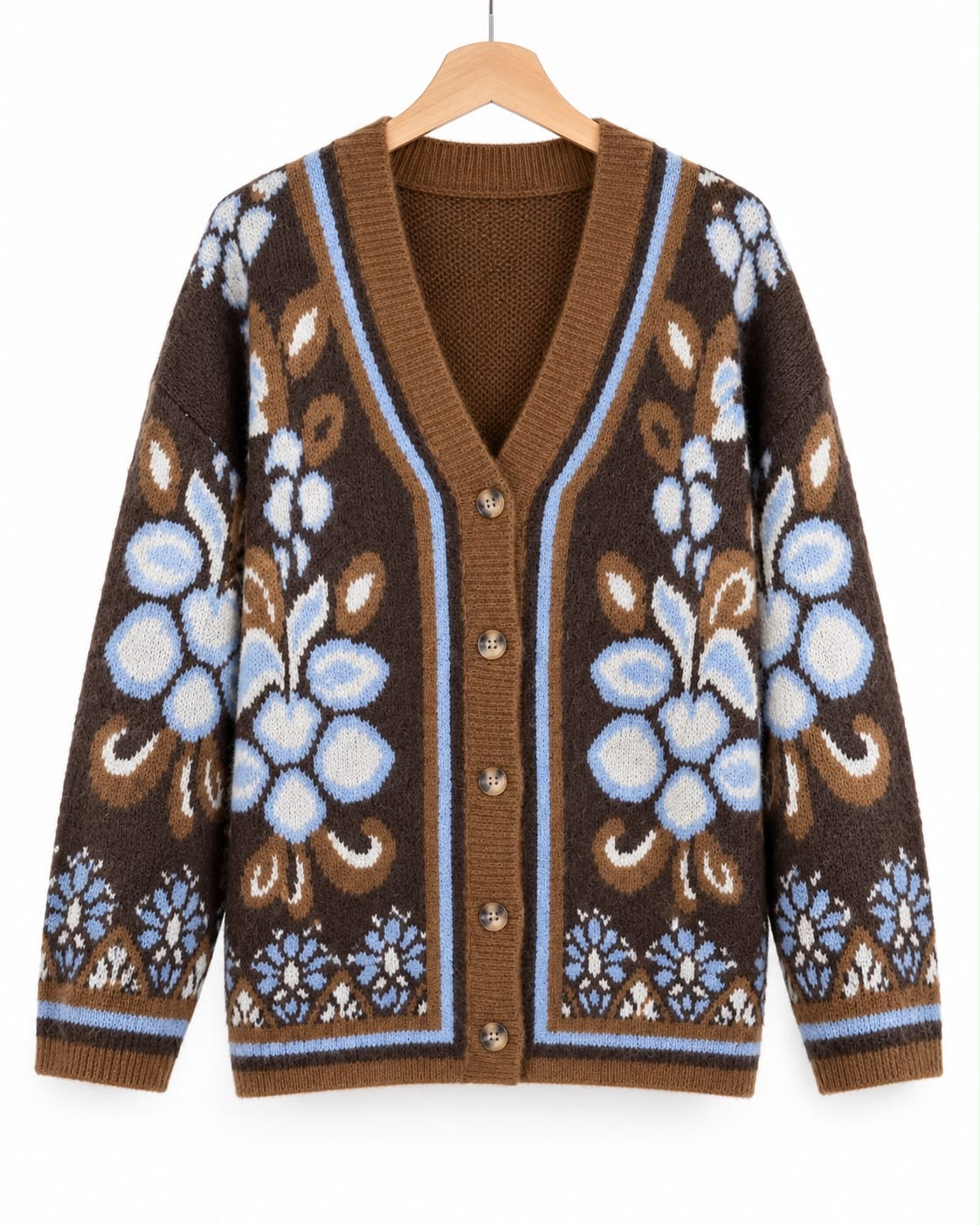 Chaqueta Punto Flores // Marrón